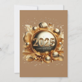 Goldene Typografie glücklich im neuen Jahr 2025 Save The Date