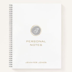Goldene Typografie Graue Wasserfarbe Monogramm Nam Notizbuch