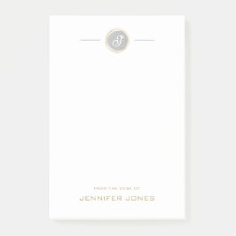 Goldene Typografie Graue Wasserfarbe Monogramm Nam Post-it Klebezettel