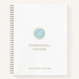 Goldene Typografie Teal Blau Wasserfarbe Monogramm Notizbuch