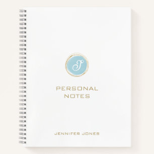Goldene Typografie Teal Blau Wasserfarbe Monogramm Notizbuch