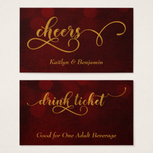 Goldene Typografie über roten Bokeh-Trinkkarten