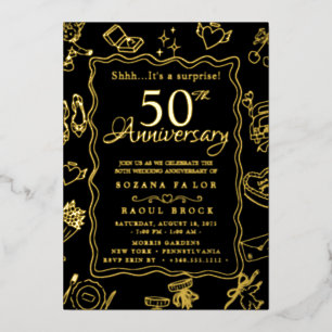 goldene Überraschung zur 50. Hochzeitstag-Feier Folieneinladung