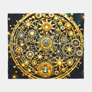 Goldene Uhrwerks-Himmels-Kunst Fleecedecke