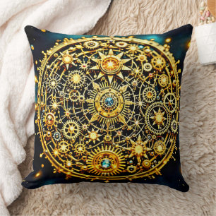 Goldene Uhrwerks-Himmels-Kunst Kissen