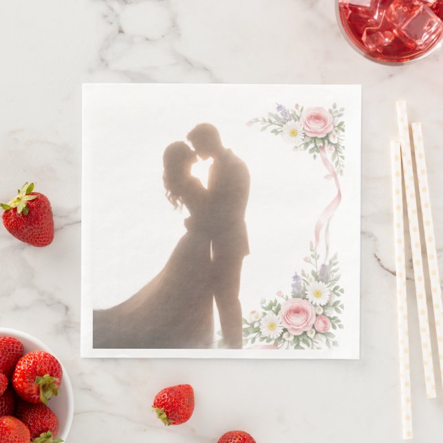 Goldene Umarmung bei Sonnenuntergang - Romantisch Serviette (Beispiel)