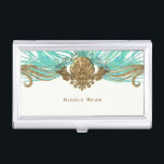 Goldene und Aquamarine Muschel Glam Beach Visitenkarten Dose<br><div class="desc">Gold & Aquamarine Muschel Glam Beach Eleganter Custom Business Card Inhaber. Passende Visitenkarten verfügbar.</div>