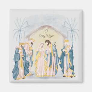 Goldene und blaue Krippe Magnet