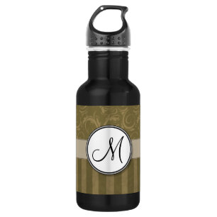 Goldene und braune florale Schwaden & Streifen mit Trinkflasche