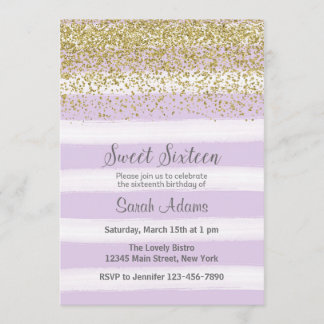 Goldene und Lila Einladung zum Geburtstag
