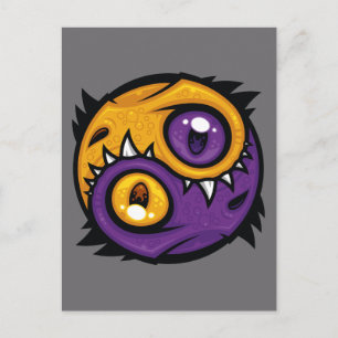 Goldene und lila Yin-Yang-Drachen Postkarte