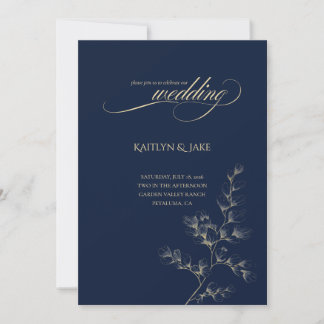 Goldene und Navy-Hochzeitseinladung Einladung