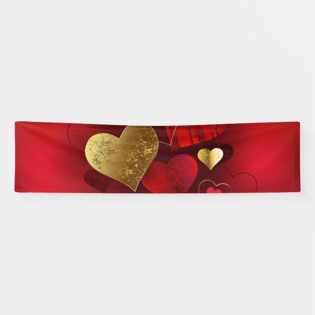 Goldene und rote Valentine Banner (Horizontal)