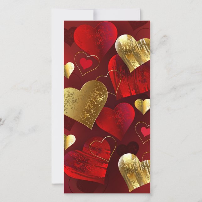 Goldene und rote Valentine Dankeskarte (Vorderseite)