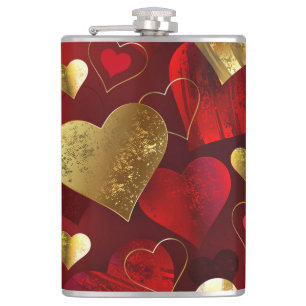 Goldene und rote Valentine Flachmann
