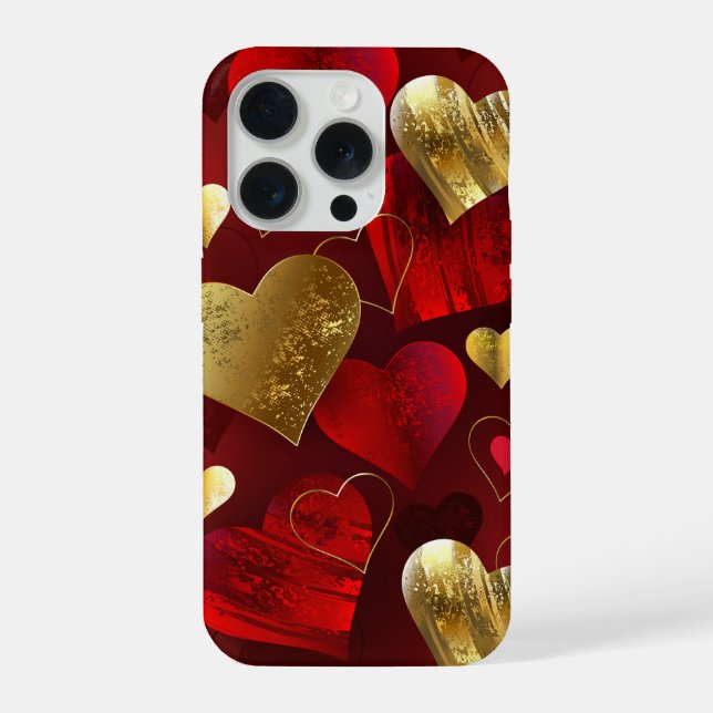 Goldene und rote Valentine iPhone Hülle (Rückseite)