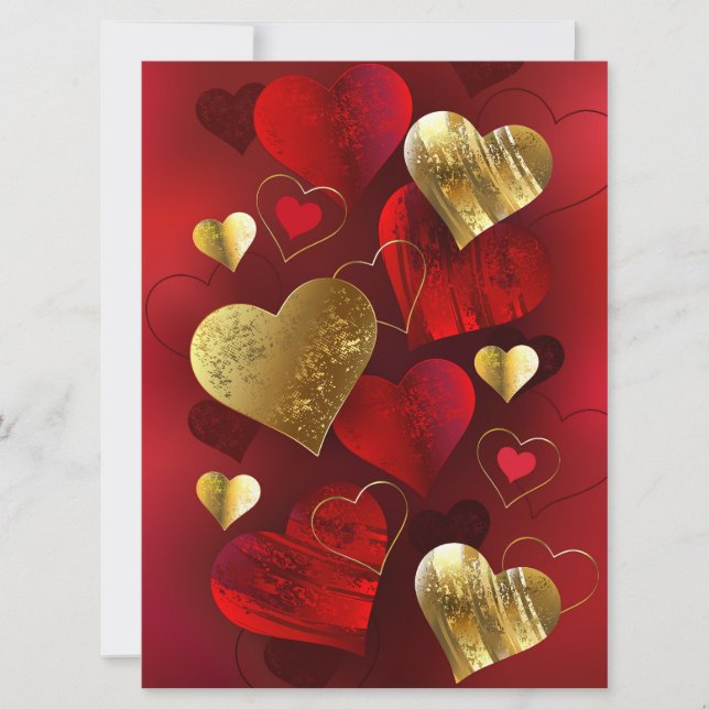 Goldene und rote Valentine Karte (Vorderseite)