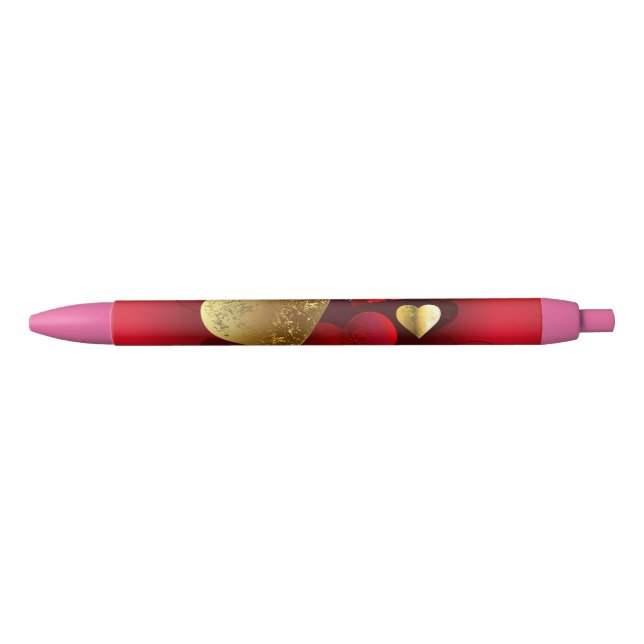 Goldene und rote Valentine Kugelschreiber (Vorderseite)