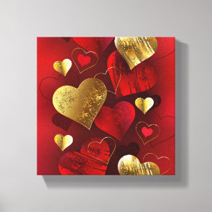 Goldene und rote Valentine Leinwanddruck