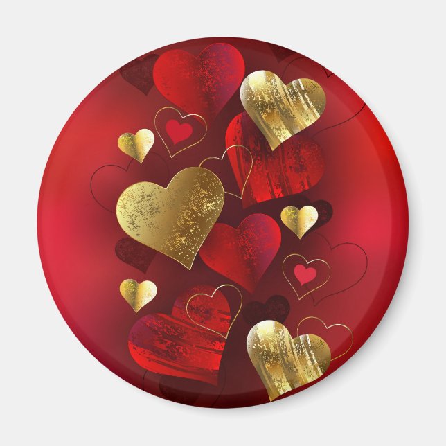 Goldene und rote Valentine Magnet (Vorne)
