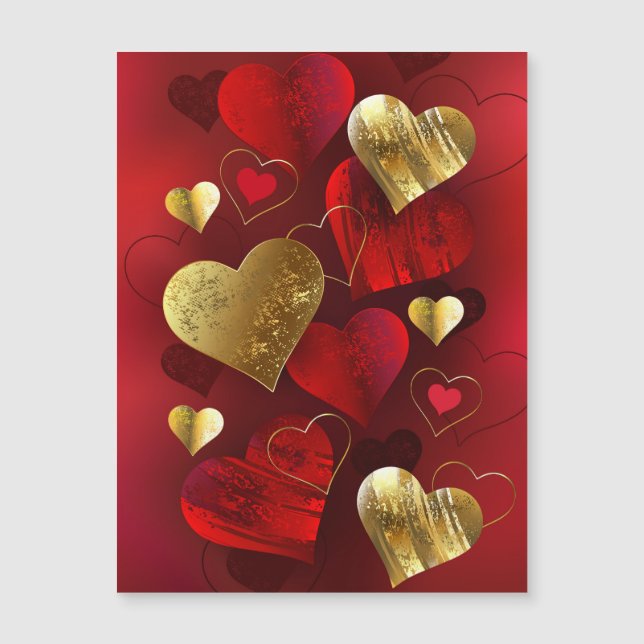 Goldene und rote Valentine Magnetkarte (Vorderseite)