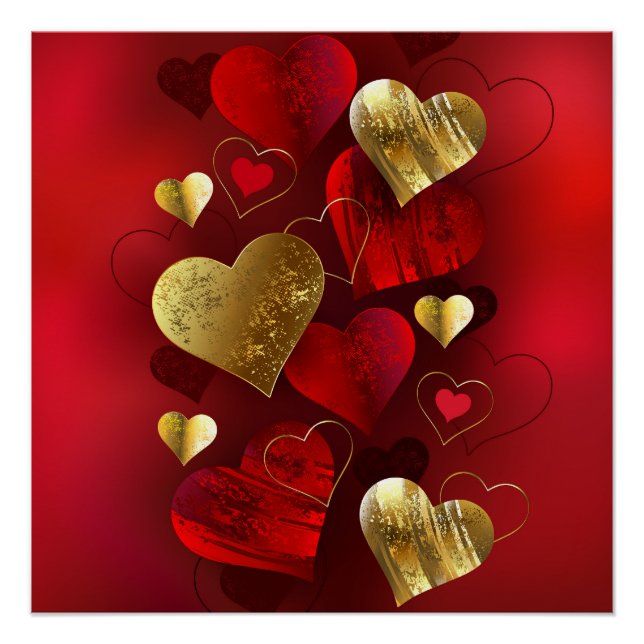 Goldene und rote Valentine Poster (Vorderseite)