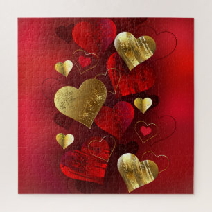 Goldene und rote Valentine Puzzle