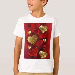 Goldene und rote Valentine T-Shirt