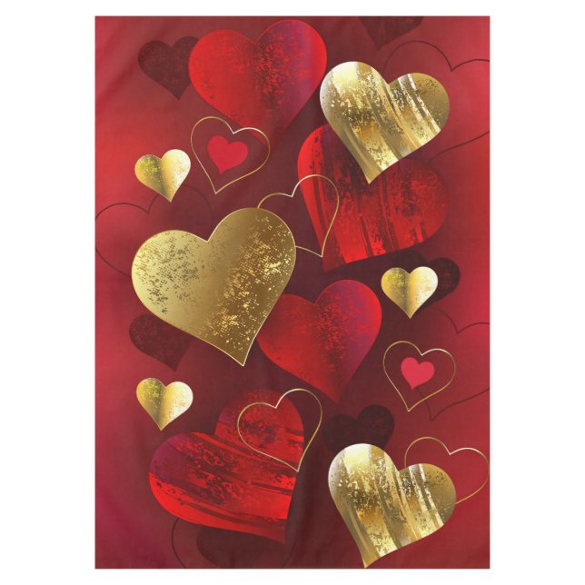 Goldene und rote Valentine Tischdecke (Vorderseite)