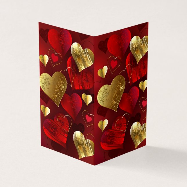 Goldene und rote Valentine Visitenkarten (Vorderseite)