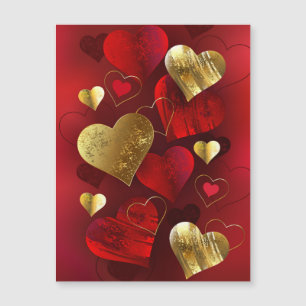 Goldene und rote Valentinskarten Magnetkarte