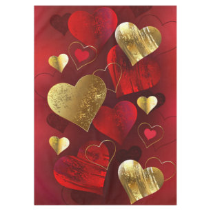 Goldene und rote Valentinskarten Tischdecke