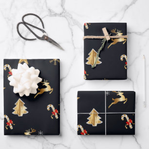 goldene und rote Weihnachtszeichen Geschenkpapier Set