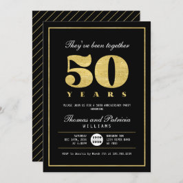 Goldene und schwarze 50. Hochzeitstag - Einladung