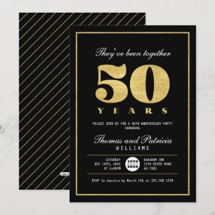 Goldene und schwarze 50. Hochzeitstag - Einladung