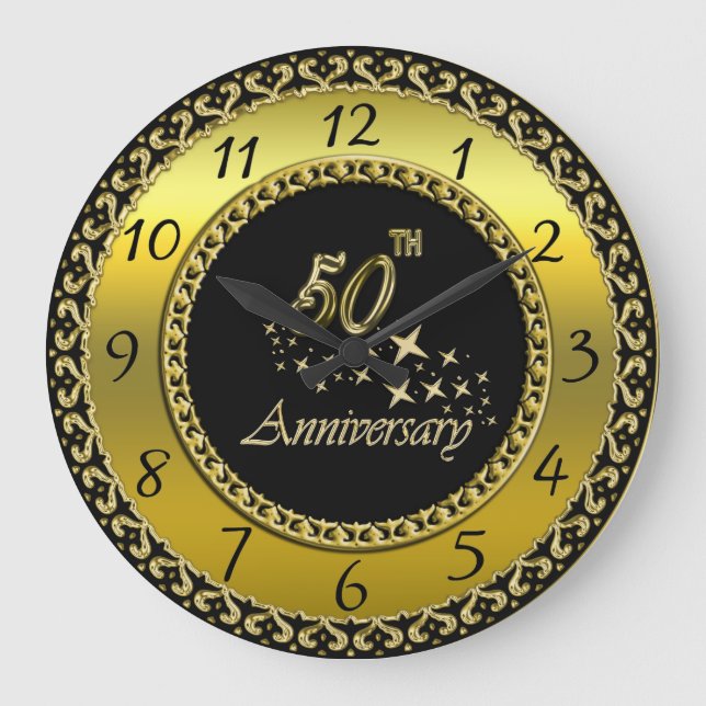 Goldene und schwarze 50-jährige Jubiläumsfeier Große Wanduhr (Vorderseite)
