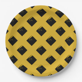 Goldene und schwarze Abschlussfeier Pappteller