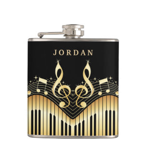 Goldene und schwarze musikalische Tastatur-Flasche Flachmann