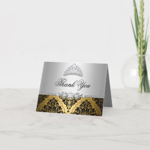 Goldene und schwarze Prinzessinnen-Tiara-Dankeskar Dankeskarte