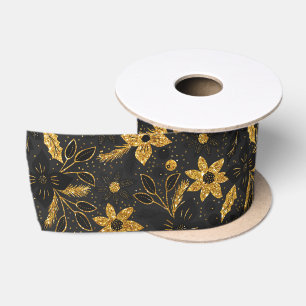 Goldene und schwarze Weihnachts-Poinsettien-Blumen Satinband
