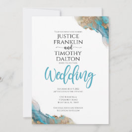 Goldene und türkisfarbene Hochzeit Ankündigung