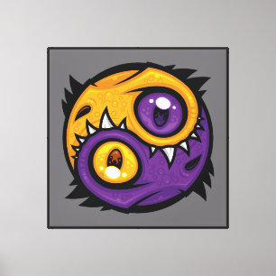 Goldene und violette Yin-Yang-Drachen Leinwanddruck