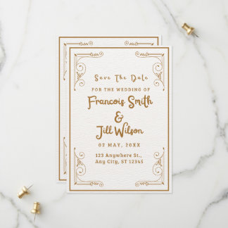 Goldene und weiße Eleganz Save the Date Einladung