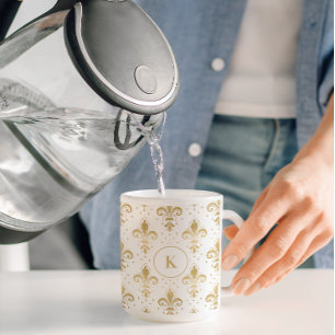 Goldene und weiße fleur-de-lis-nahtlose Muster Kaffeetasse