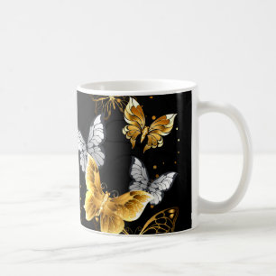 Goldene und weiße Schmetterlinge Kaffeetasse