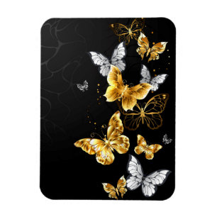 Goldene und weiße Schmetterlinge Magnet