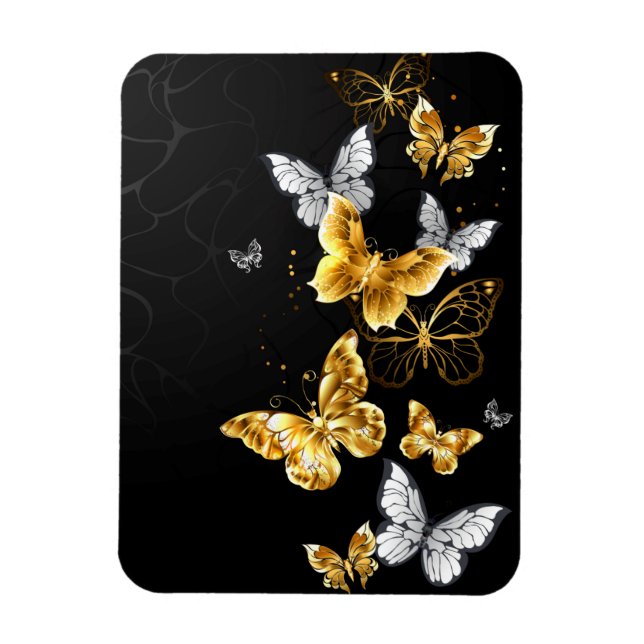 Goldene und weiße Schmetterlinge Magnet (Vertikal)
