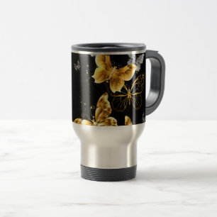 Goldene und weiße Schmetterlinge Reisebecher