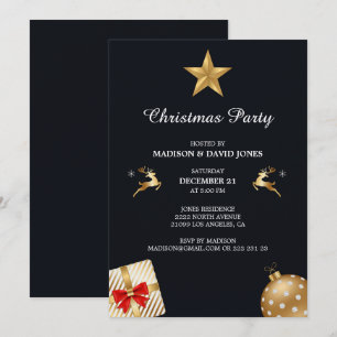Goldene und weiße Weihnachtsdekoration Einladung