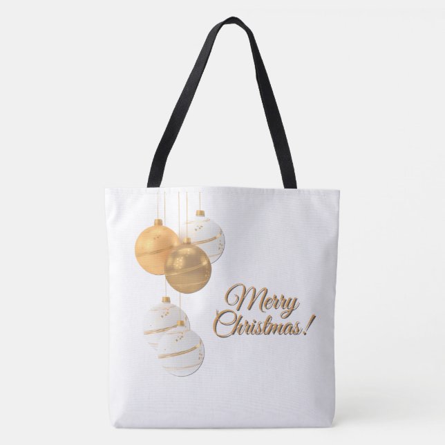 Goldene und weiße Weihnachtskugeln mit individuell (Vorderseite)